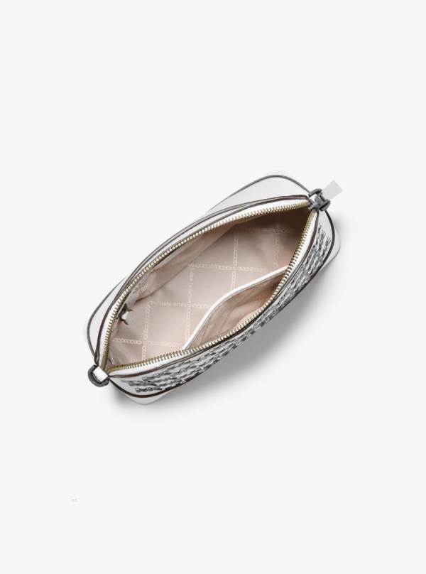 Damske Spojková Taška Michael Kors Jet Set Large Embellished Faux Leather Dome Biele - Kabelky Michael Kors Levně | YCEFT-0423